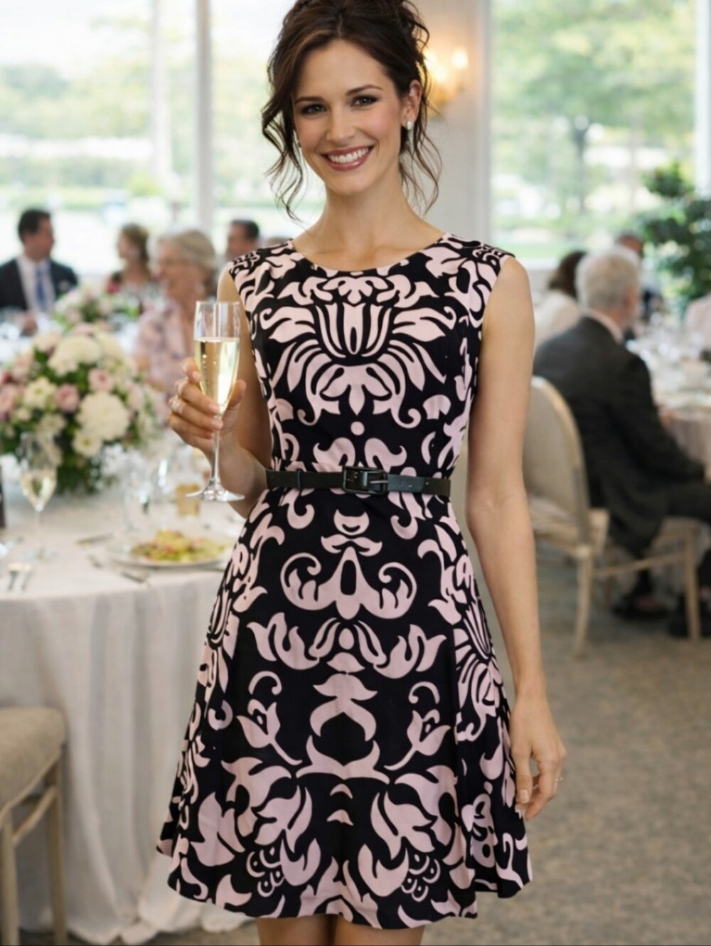 INC International Concepts Dress NWT Dream Lady Black & Blush Pink Lined